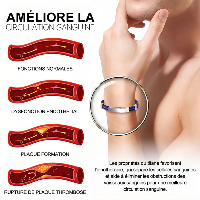 (🔥DERNIER JOUR – 80 % DE RÉDUCTION🔥)丨Therapeutic Lympunclog Titanium Wristband — Inspiré par TitaniumION pour un usage quotidien, il soutient la circulation sanguine, la relaxation et soulage les inconforts articulaires.