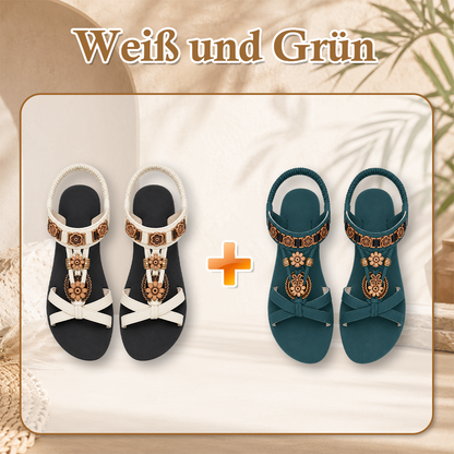 ⚡🇩🇪 👡 LIMITIERTES ANGEBOT:50% RABATT! 🌼 Flache Damen-Sandalen – Runde Zehen, Atmungsaktiv, Verstellbarer Knöchelriemen & Blumen-Dekor ✨