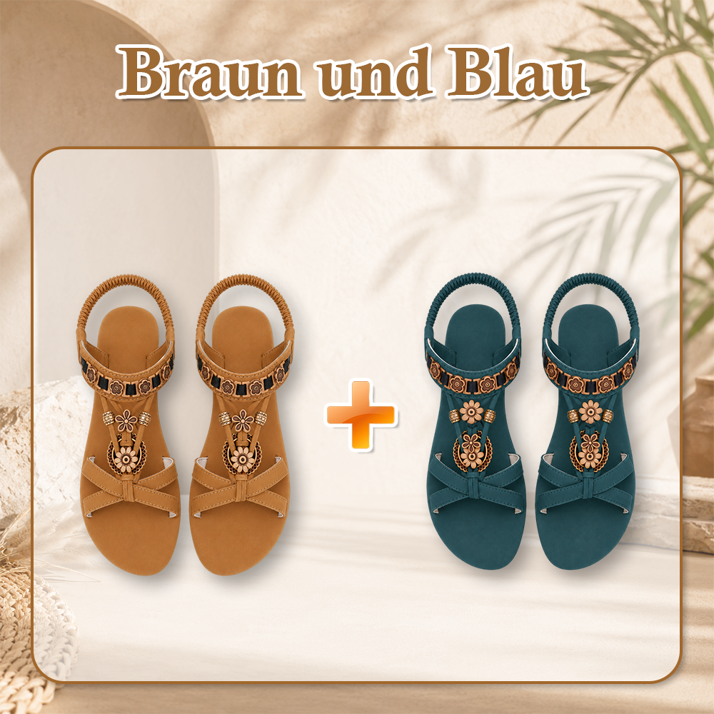 ⚡🇩🇪 👡 LIMITIERTES ANGEBOT:50% RABATT! 🌼 Flache Damen-Sandalen – Runde Zehen, Atmungsaktiv, Verstellbarer Knöchelriemen & Blumen-Dekor ✨