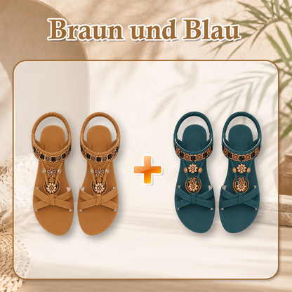 ⚡🇩🇪 👡 LIMITIERTES ANGEBOT:50% RABATT! 🌼 Flache Damen-Sandalen – Runde Zehen, Atmungsaktiv, Verstellbarer Knöchelriemen & Blumen-Dekor ✨