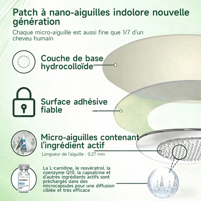 🔥Nouveautés : 80 % de réduction | Patch nano-micro-aiguilles 10-en-1 Purelora® L-carnitine, resvératrol × CoQ10 × capsaïcine (Une seule application par jour, résultats visibles en 7 jours) ✅ Favorise la gestion du poids, la fermeté de la peau