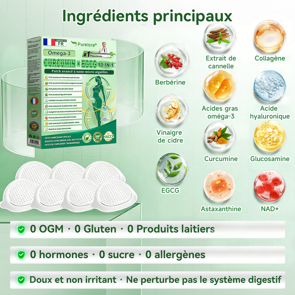 🔥 Nouveauté | Patch nano-micro-aiguilles Purelora® à la berbérine, au vinaigre de cidre de pomme et à l’EGCG 10-en-1 : brûle les graisses tenaces • lisse les rides • favorise le confort articulaire. Chaque patch agit — résultats visibles dès 7 jours.