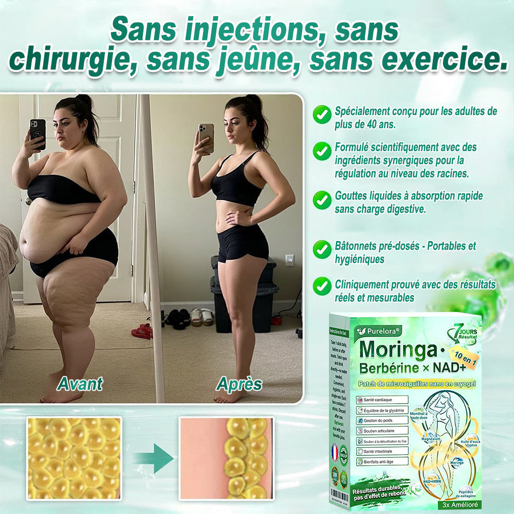 💖𝑷𝒉𝒂𝒓𝒎𝒂𝒄𝒊𝒆 𝑶𝒇𝒇𝒊𝒄𝒊𝒆𝒍𝒍𝒆💖 | 🇫🇷 Purelora® Moringa · Berbérine Patch 10-en-1 aux Nano-Micro-Aiguilles et Cryo-Gel ✅ Soutien Cryo-Métabolique : Cristallise les graisses, raffermit la peau et élimine l'œdème instantanément.