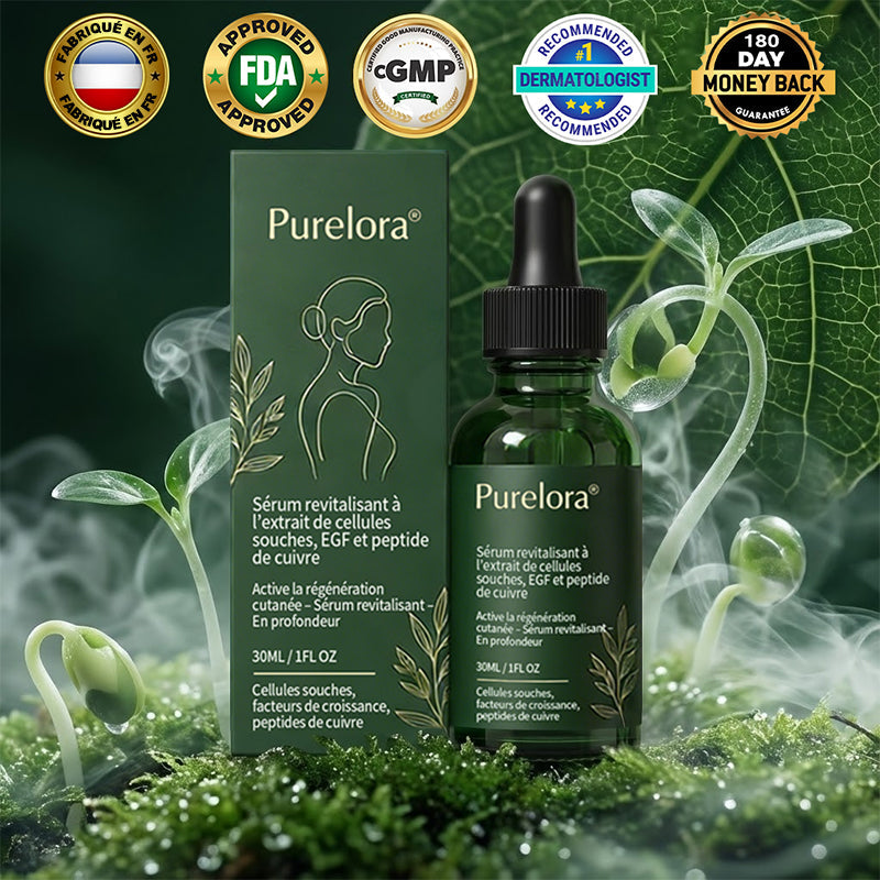 💖 Changez de l’intérieur vers l’extérieur | ✨ Purelora® Sérum Activateur EGF & Peptides de Cuivre dérivés de cellules souches (Active intensément le renouvellement cutané pour une peau plus ferme et plus lisse)