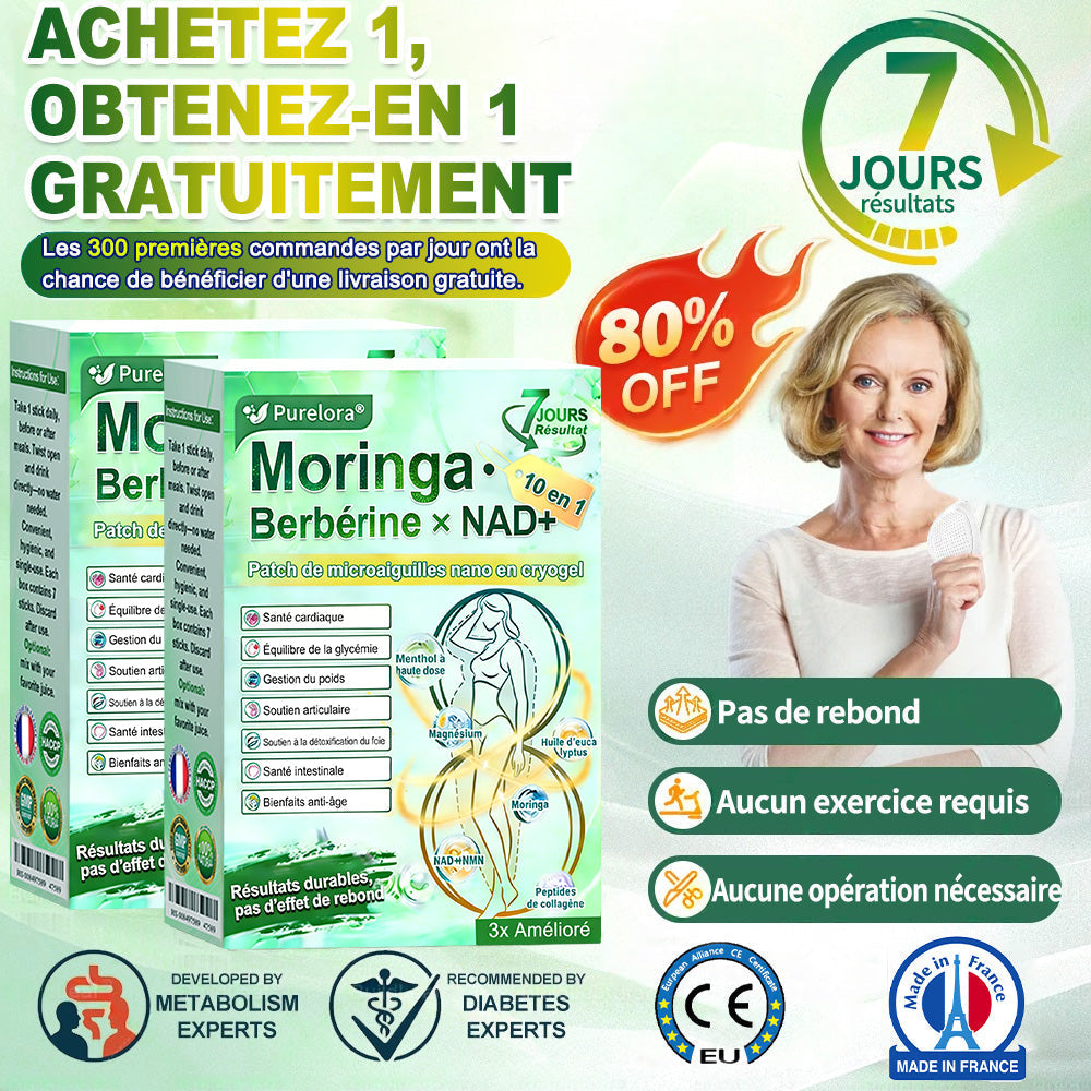 💖𝑷𝒉𝒂𝒓𝒎𝒂𝒄𝒊𝒆 𝑶𝒇𝒇𝒊𝒄𝒊𝒆𝒍𝒍𝒆💖 | 🇫🇷 Purelora® Moringa · Berbérine Patch 10-en-1 aux Nano-Micro-Aiguilles et Cryo-Gel ✅ Soutien Cryo-Métabolique : Cristallise les graisses, raffermit la peau et élimine l'œdème instantanément.