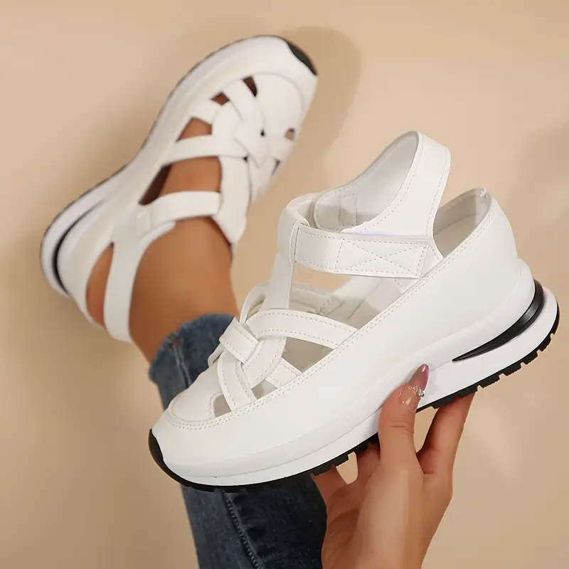 Livraison Gratuite – BQODQO® Sandales Confort Ajustables pour Femme avec Fermeture Auto-Agrippante – Ajustement Parfait pour Pieds Fins ou Larges