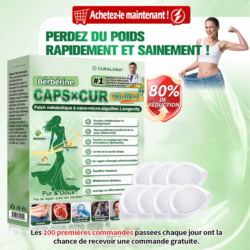 🔥 Nouveauté | Curalona® Patch Microneedle 10-en-1 – Berbérine & NAD+ pour le métabolisme, Bakuchiol pour la peau, Boswellia pour les articulations – Patch jour & nuit – 7 patchs – Résultats visibles en 7 jours
