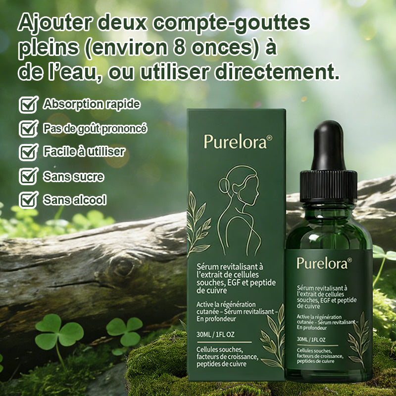 💖 Changez de l’intérieur vers l’extérieur | ✨ Purelora® Sérum Activateur EGF & Peptides de Cuivre dérivés de cellules souches (Active intensément le renouvellement cutané pour une peau plus ferme et plus lisse)
