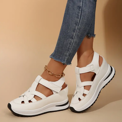 Livraison Gratuite – BQODQO® Sandales Confort Ajustables pour Femme avec Fermeture Auto-Agrippante – Ajustement Parfait pour Pieds Fins ou Larges