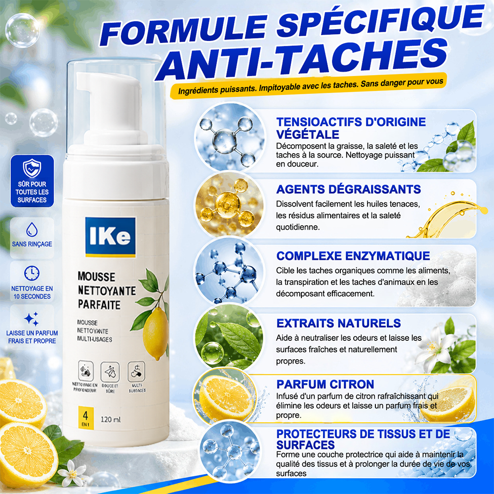 ⚡️DERNIER JOUR : -60 % | Mousse Nettoyante Sans Rinçage — Vaporisez, Essuyez, C'est Propre !