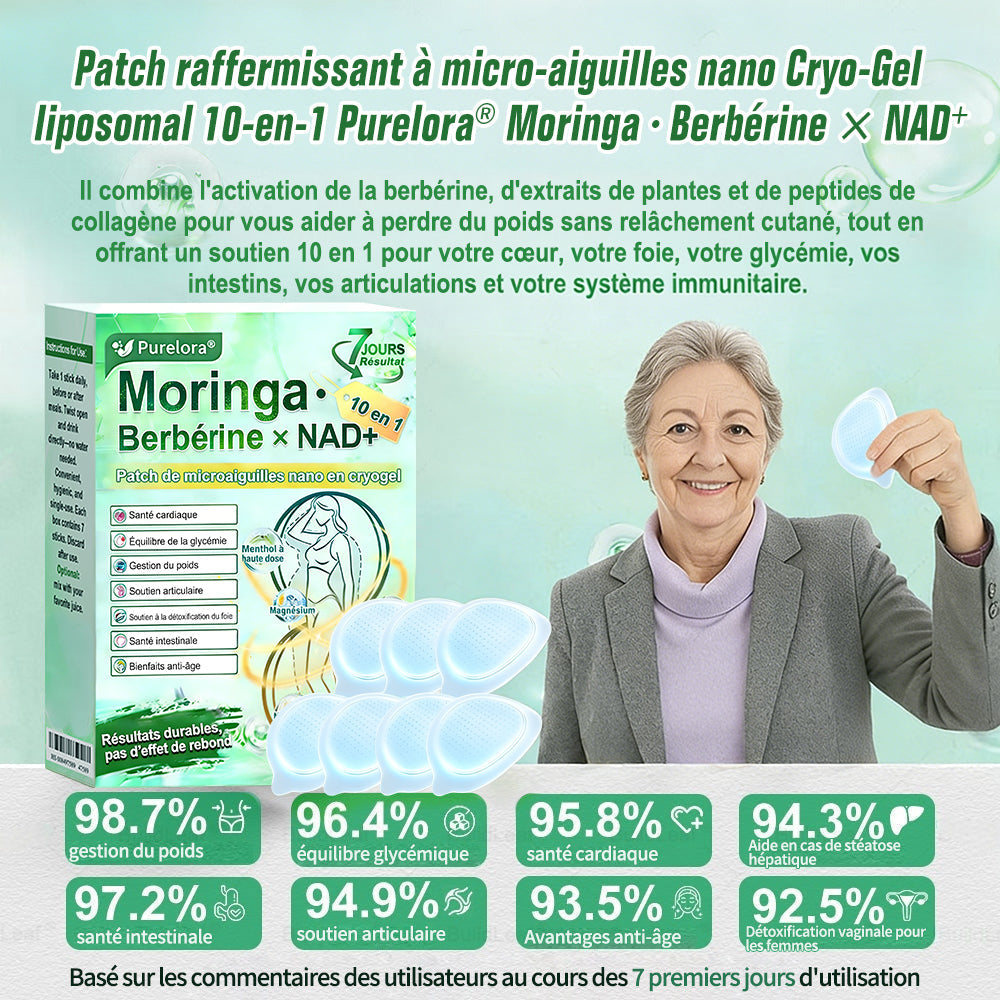 💖𝑷𝒉𝒂𝒓𝒎𝒂𝒄𝒊𝒆 𝑶𝒇𝒇𝒊𝒄𝒊𝒆𝒍𝒍𝒆💖 | Purelora® Moringa · Berbérine Patch 10-en-1 aux Nano-Micro-Aiguilles et Cryo-Gel ✅ Soutien Cryo-Métabolique : Cristallise les graisses, raffermit la peau et élimine l'œdème instantanément.