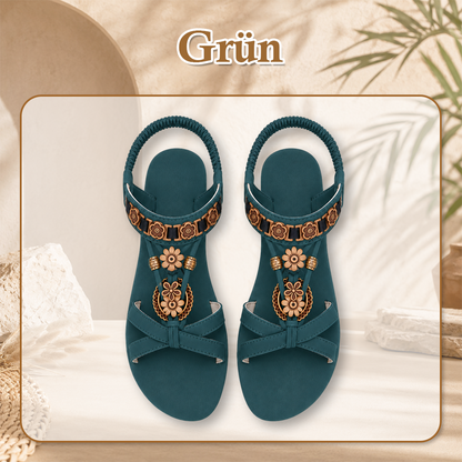 ⚡🇩🇪 👡 LIMITIERTES ANGEBOT:50% RABATT! 🌼 Flache Damen-Sandalen – Runde Zehen, Atmungsaktiv, Verstellbarer Knöchelriemen & Blumen-Dekor ✨