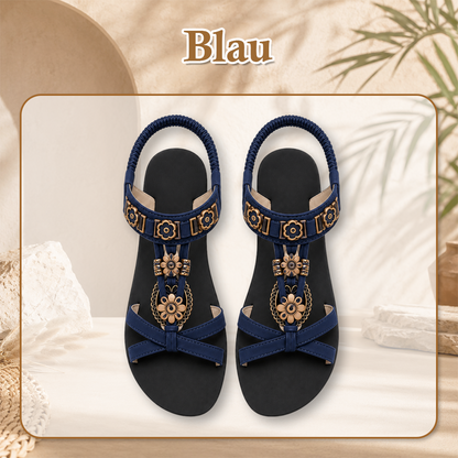 ⚡🇩🇪 👡 LIMITIERTES ANGEBOT:50% RABATT! 🌼 Flache Damen-Sandalen – Runde Zehen, Atmungsaktiv, Verstellbarer Knöchelriemen & Blumen-Dekor ✨