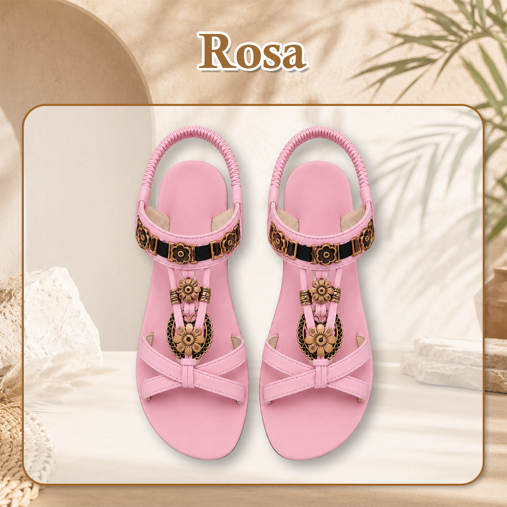 ⚡🇩🇪 👡 LIMITIERTES ANGEBOT:50% RABATT! 🌼 Flache Damen-Sandalen – Runde Zehen, Atmungsaktiv, Verstellbarer Knöchelriemen & Blumen-Dekor ✨