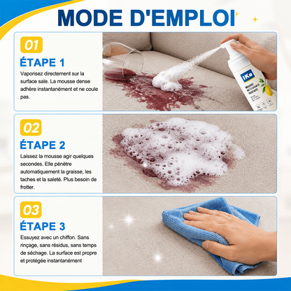 ⚡️DERNIER JOUR : -60 % | Mousse Nettoyante Sans Rinçage — Vaporisez, Essuyez, C'est Propre !