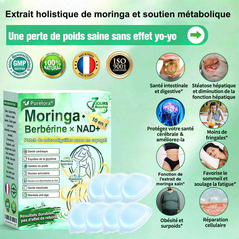 💖𝑷𝒉𝒂𝒓𝒎𝒂𝒄𝒊𝒆 𝑶𝒇𝒇𝒊𝒄𝒊𝒆𝒍𝒍𝒆💖 | 🇫🇷 Purelora® Moringa · Berbérine Patch 10-en-1 aux Nano-Micro-Aiguilles et Cryo-Gel ✅ Soutien Cryo-Métabolique : Cristallise les graisses, raffermit la peau et élimine l'œdème instantanément.