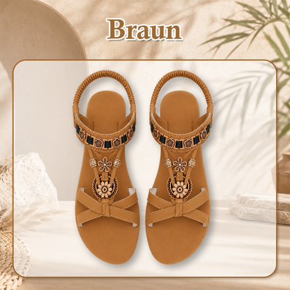 ⚡🇩🇪 👡 LIMITIERTES ANGEBOT:50% RABATT! 🌼 Flache Damen-Sandalen – Runde Zehen, Atmungsaktiv, Verstellbarer Knöchelriemen & Blumen-Dekor ✨