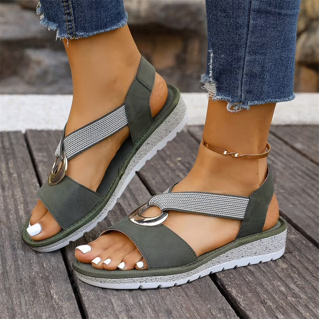 Skylar | Flat Sandals With Metal Buckle
