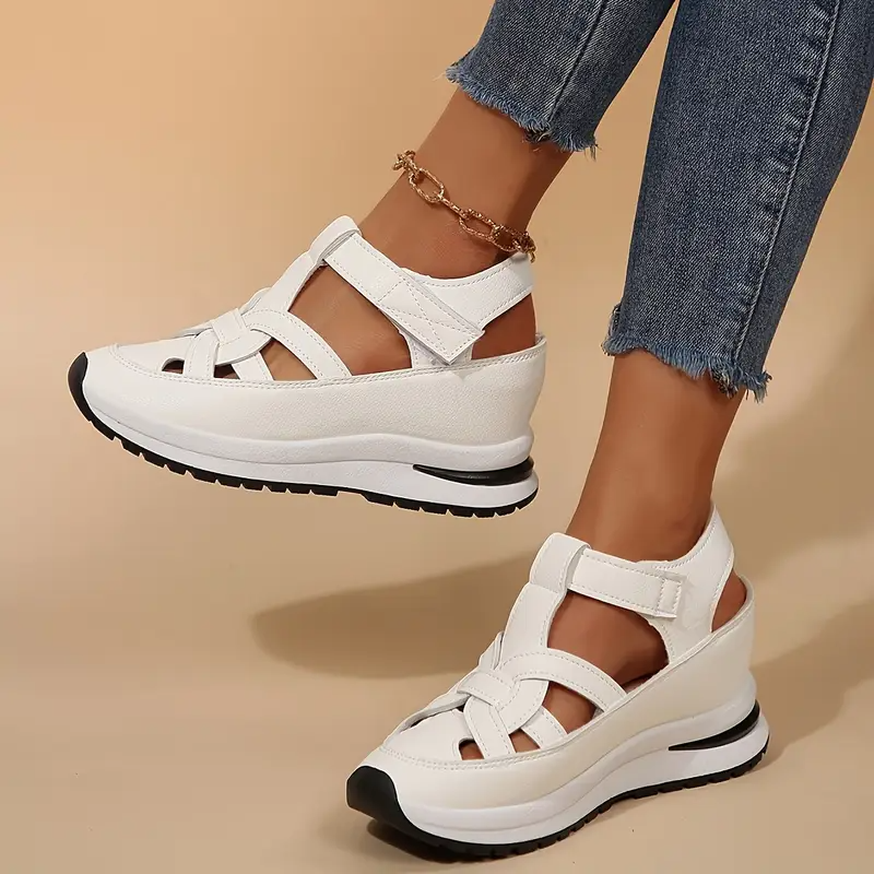 Livraison Gratuite – BQODQO® Sandales Confort Ajustables pour Femme avec Fermeture Auto-Agrippante – Ajustement Parfait pour Pieds Fins ou Larges