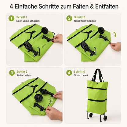 ⚡Faltbarer Einkaufstrolley – Praktische Einkaufstasche mit Rollen für den täglichen Einkauf