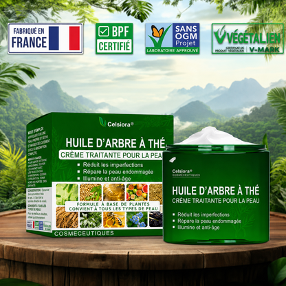 ✅Crème de soin Celsiora® à l'huile d'arbre à thé : élimine les imperfections, répare la peau abîmée, illumine le teint et offre une action anti-âge ❤️‍🔥