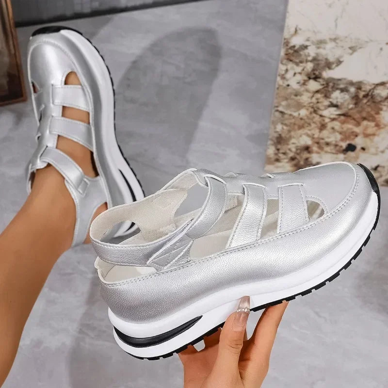 Livraison Gratuite – BQODQO® Sandales Confort Ajustables pour Femme avec Fermeture Auto-Agrippante – Ajustement Parfait pour Pieds Fins ou Larges